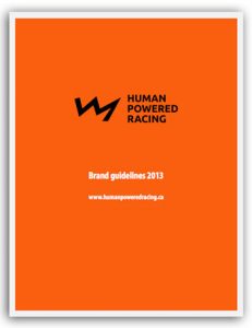 Cover page of the 2013 brand guidelines for Human Powered Racing