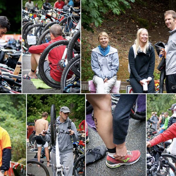 A montage of racers.