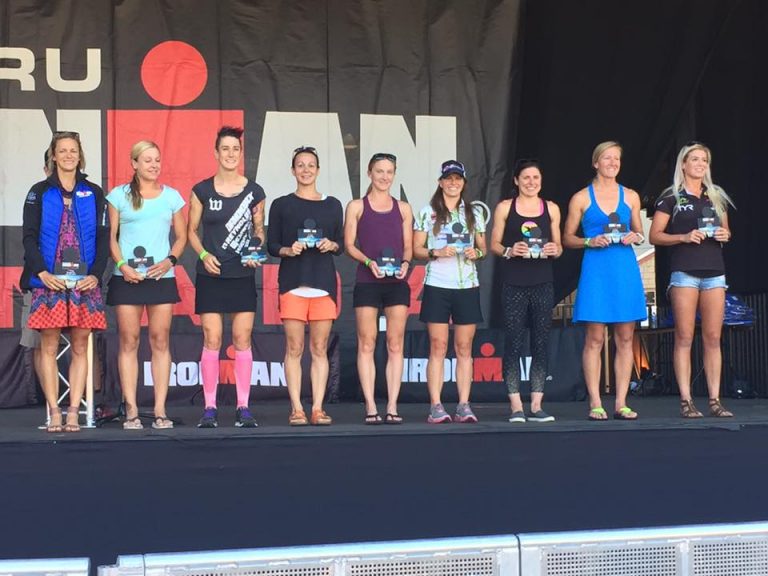 Fawn Whiting on Stage in 5th place at Ironman Canada Whistler 2017