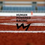 The Human Powered Racing logo floats over the UVic track.