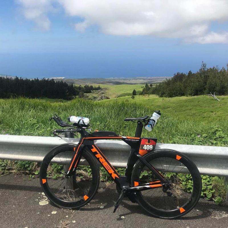 Jays Trek Speed Concept with the views of the Big Island in the back ground.