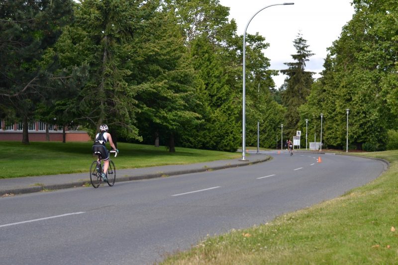 Cyclists in the zone at the Victoria Youth Triathlon, at the University of Victoria.