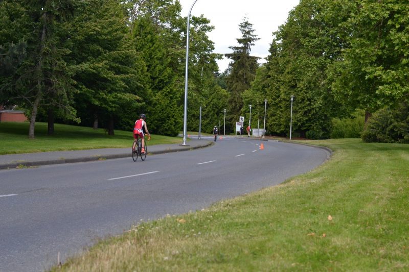 Cyclists in the zone at the Victoria Youth Triathlon, at the University of Victoria.