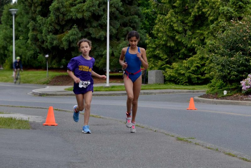 Volunteers, racers and supporters at the Victoria Youth Triathlon at UVic.