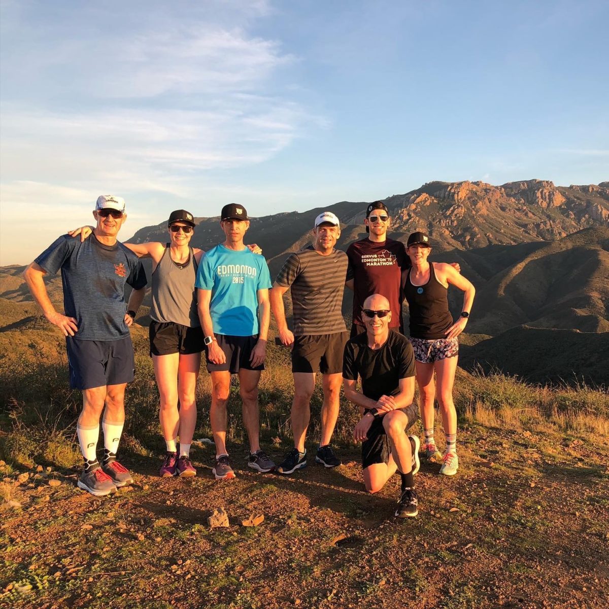 Runners in Santa Monica Mountains with Sun Setting during Vertical Camp 