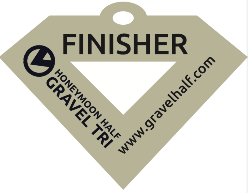 an image of the finisher medallion for the Honeymoon Half Gravel Triathlon